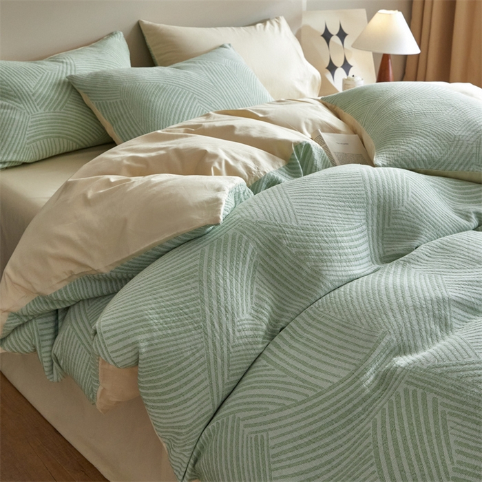 91家纺网 家纺一手货源 找家纺 慕色家纺 2024新款A类全棉色织提花四件套系列 印象风范-古铜灰