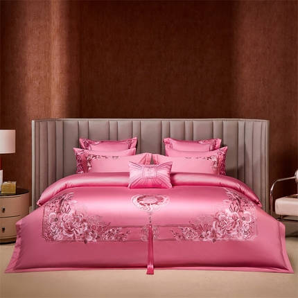 91家纺网 家纺一手货源 找家纺 （总）红番天婚庆 2025新款13372全工艺喷气纯棉婚庆四件套套件