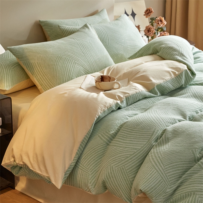 91家纺网 家纺一手货源 找家纺 慕色家纺 2024新款A类全棉色织提花四件套系列 印象风范-古铜灰