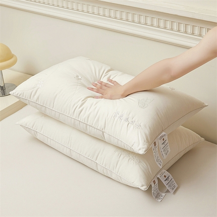 91家纺网 家纺一手货源 找家纺 （总） 2024新款A类繁花蚕丝枕万针刺绣全棉酒店立体枕头枕芯母婴级立体双边单边中枕48*74cm