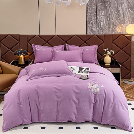 91家纺网 家纺一手货源 找家纺 生态加厚长绒棉全棉磨毛刺绣纯棉绣花磨毛四件套直播