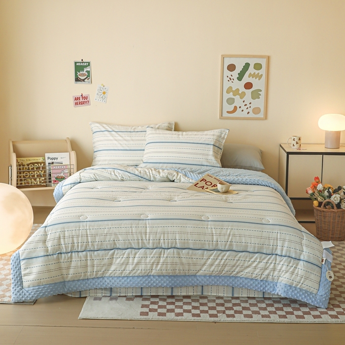 91家纺网 家纺一手货源 找家纺 星期八 2024新款复古碎花全棉豆豆被 海盐