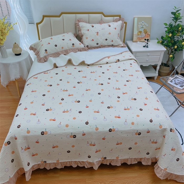 91家纺网 家纺一手货源 找家纺 （总）暖居 2024新款A类双层纱全棉床盖三件套防滑不跑床绗缝加厚纯棉床单