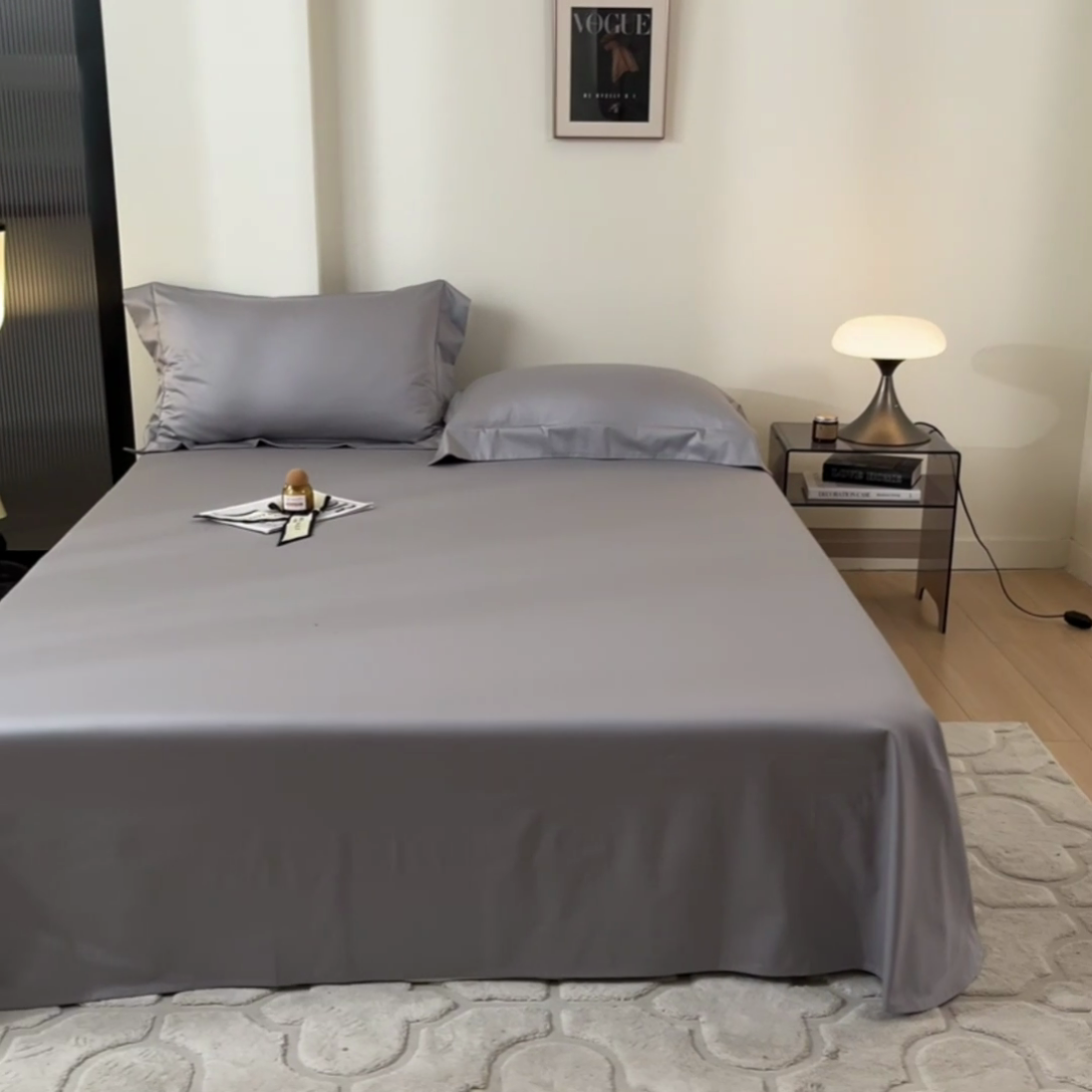 91家纺网 家纺一手货源 找家纺 瑞驰家纺 2024新款全棉长绒棉单品床单春华系列 礼遇灰