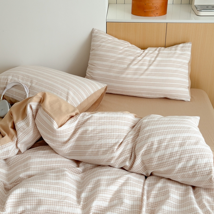 91家纺网 家纺一手货源 找家纺 优彩 2025新款A类全棉色织提花水洗棉四件套-薇拉 薇拉米