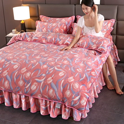 91家纺网 家纺一手货源 找家纺 （总）望淮 2025新款230g印花金貂绒牛奶绒四件套