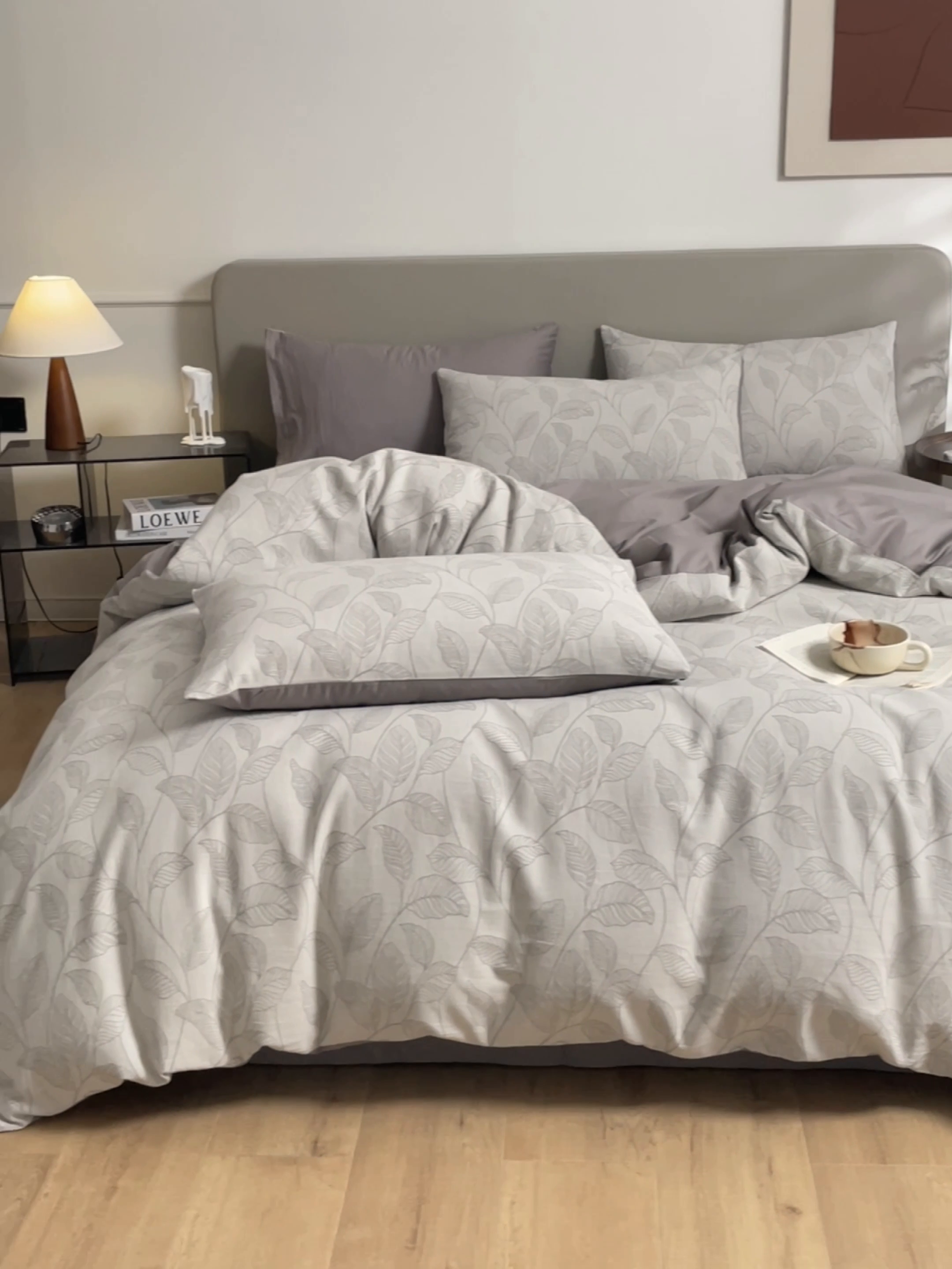 91家纺网 家纺一手货源 找家纺 慕色家纺 2024新款A类全棉色织提花四件套系列 印象风范-古铜灰