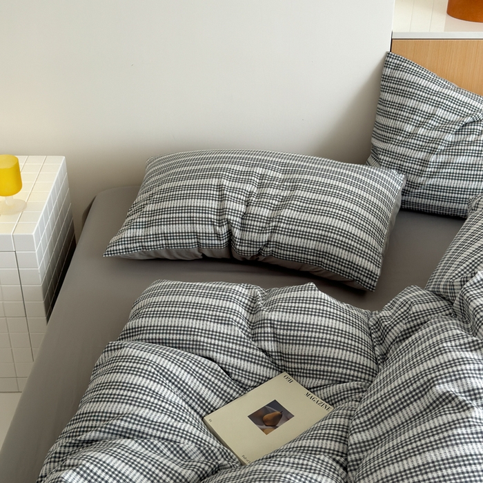 91家纺网 家纺一手货源 找家纺 优彩 2025新款A类全棉色织提花水洗棉四件套-薇拉 薇拉灰