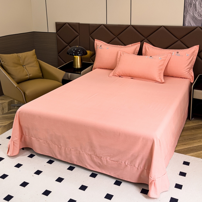 91家纺网 家纺一手货源 找家纺 U品汇 2024新品生态加厚长绒棉纯棉绣花全棉磨毛刺绣四件套直播 蝶恋花-樱花粉