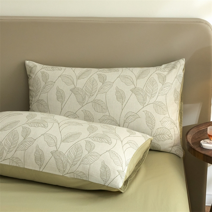 91家纺网 家纺一手货源 找家纺 慕色家纺 2024新款A类全棉色织提花四件套系列 印象风范-木果绿