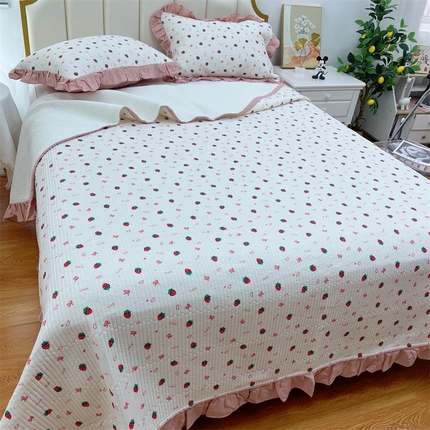 91家纺网 家纺一手货源 找家纺 （总）暖居 2024新款A类双层纱全棉床盖三件套防滑不跑床绗缝加厚纯棉床单