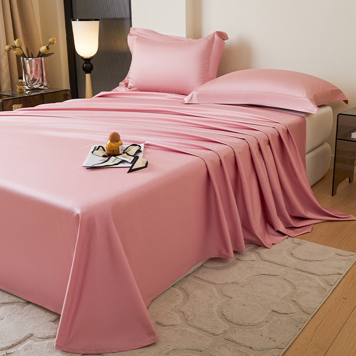 91家纺网 家纺一手货源 找家纺 瑞驰家纺 2024新款全棉长绒棉单品床单春华系列 温柔粉