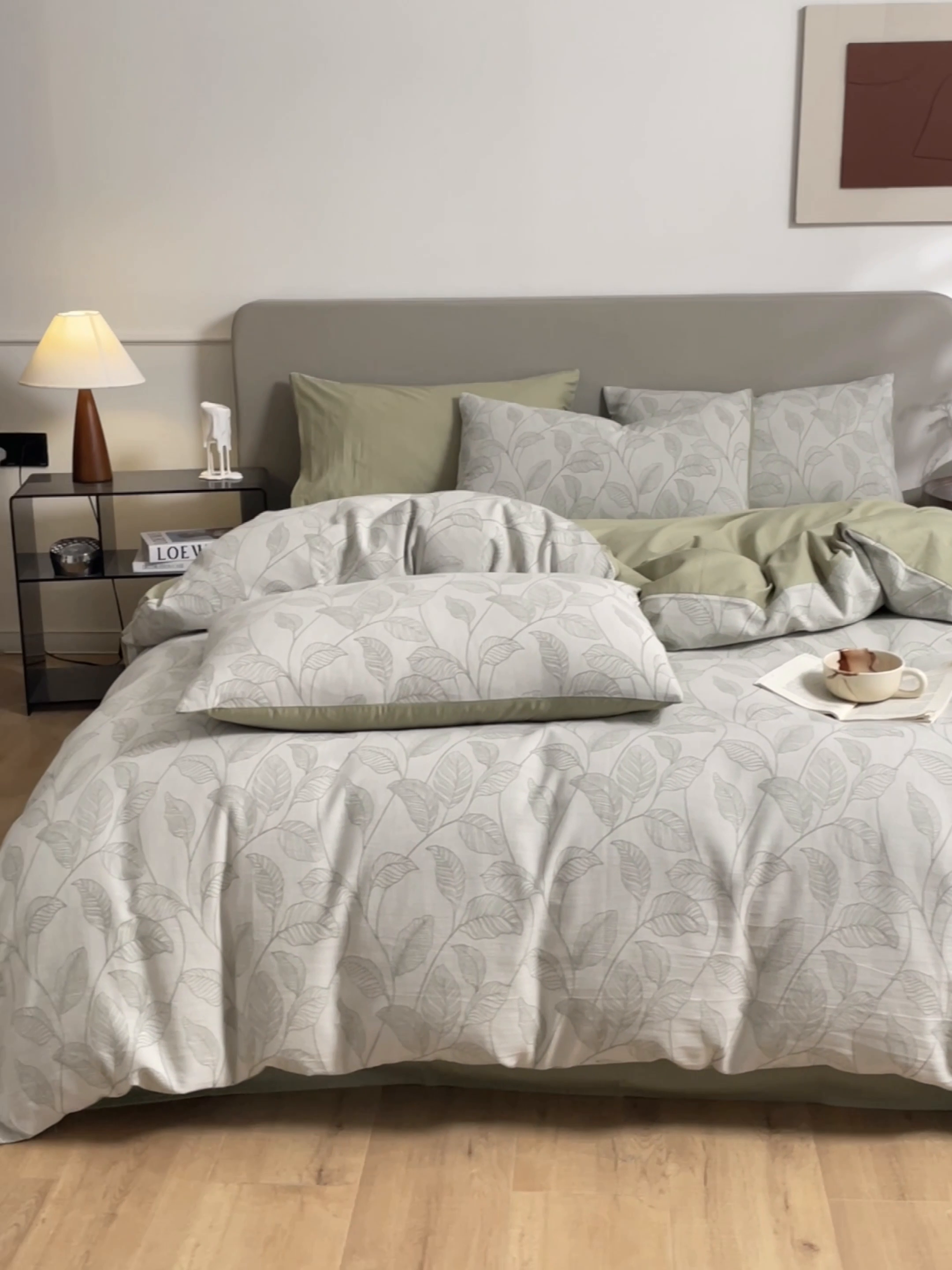 91家纺网 家纺一手货源 找家纺 慕色家纺 2024新款A类全棉色织提花四件套系列 印象风范-木果绿