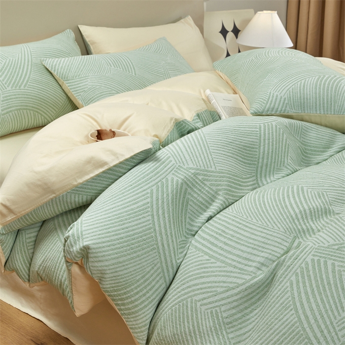 91家纺网 家纺一手货源 找家纺 慕色家纺 2024新款A类全棉色织提花四件套系列 印象风范-古铜灰