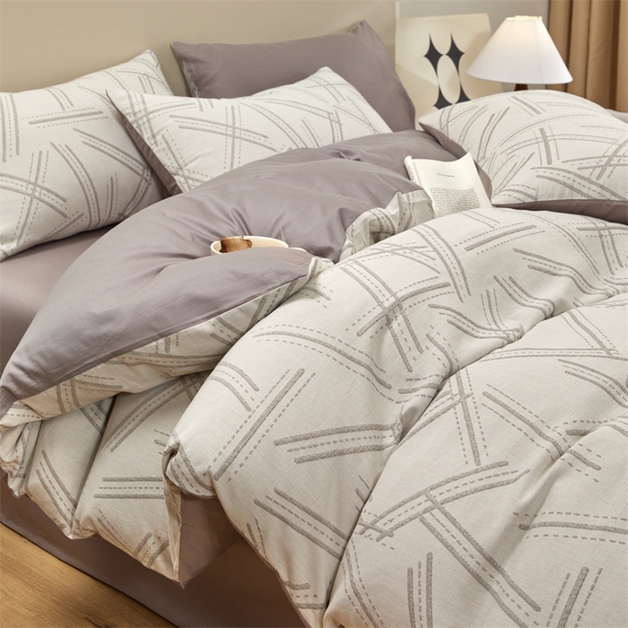 91家纺网 家纺一手货源 找家纺 慕色家纺 2024新款A类全棉色织提花四件套系列 静谧-古铜灰