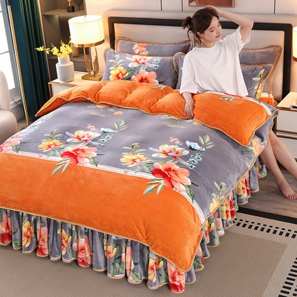 91家纺网 家纺一手货源 找家纺 （总）望淮 2025新款230g印花金貂绒牛奶绒四件套