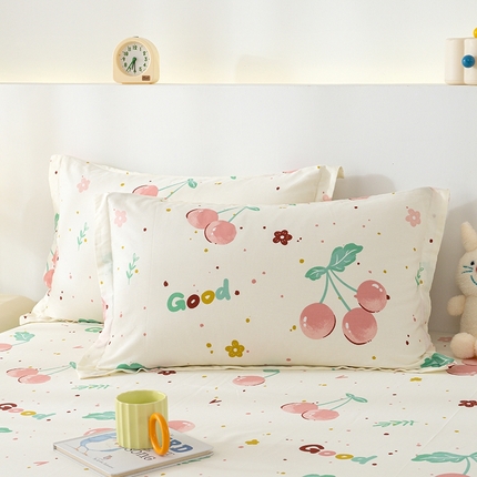 丽美人家纺 2024新款全棉印花单枕套枕芯 樱桃甜心