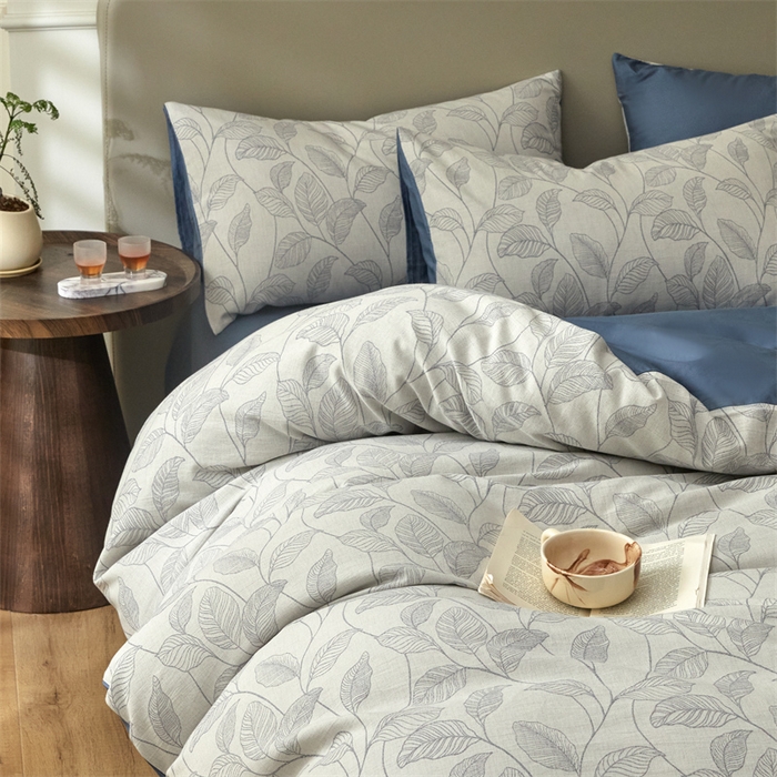 91家纺网 家纺一手货源 找家纺 慕色家纺 2024新款A类全棉色织提花四件套系列 印象风范-宾利蓝