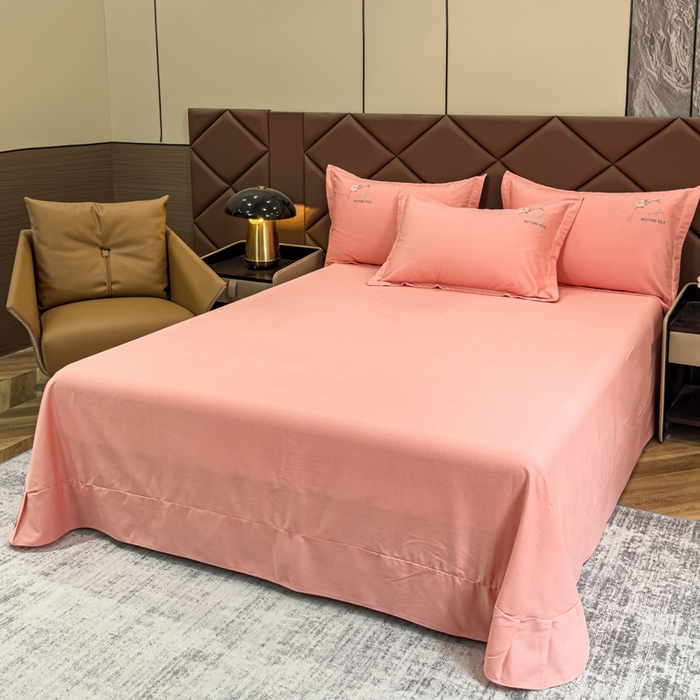 91家纺网 家纺一手货源 找家纺 U品汇 2024新品生态加厚长绒棉纯棉绣花全棉磨毛刺绣四件套直播 百合欢-樱花粉