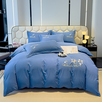 91家纺网 家纺一手货源 找家纺 生态加厚长绒棉全棉磨毛刺绣纯棉绣花磨毛四件套直播