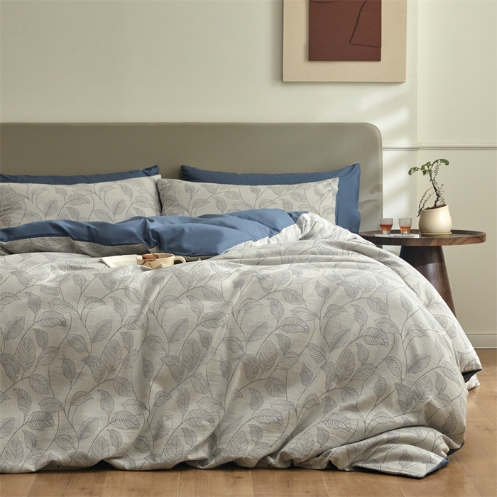 91家纺网 家纺一手货源 找家纺 慕色家纺 2024新款A类全棉色织提花四件套系列 印象风范-宾利蓝