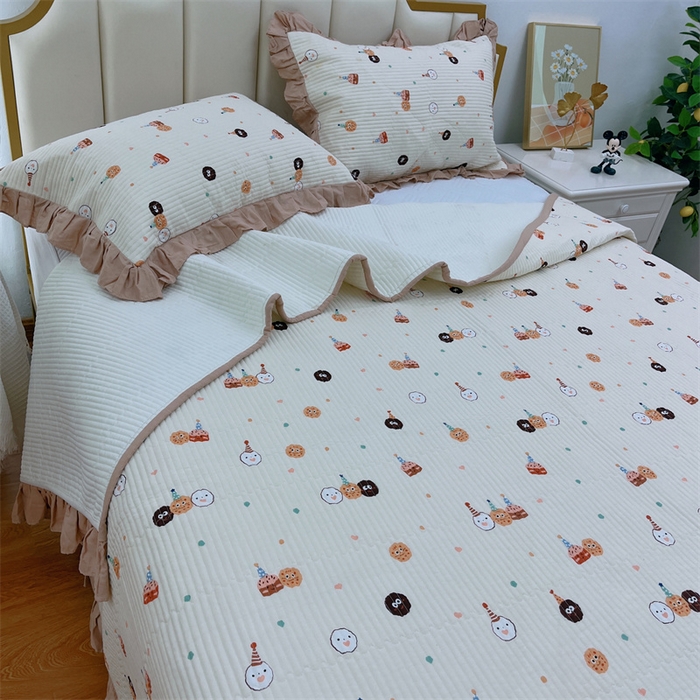 91家纺网 家纺一手货源 找家纺 （总）暖居 2024新款A类双层纱全棉床盖三件套防滑不跑床绗缝加厚纯棉床单