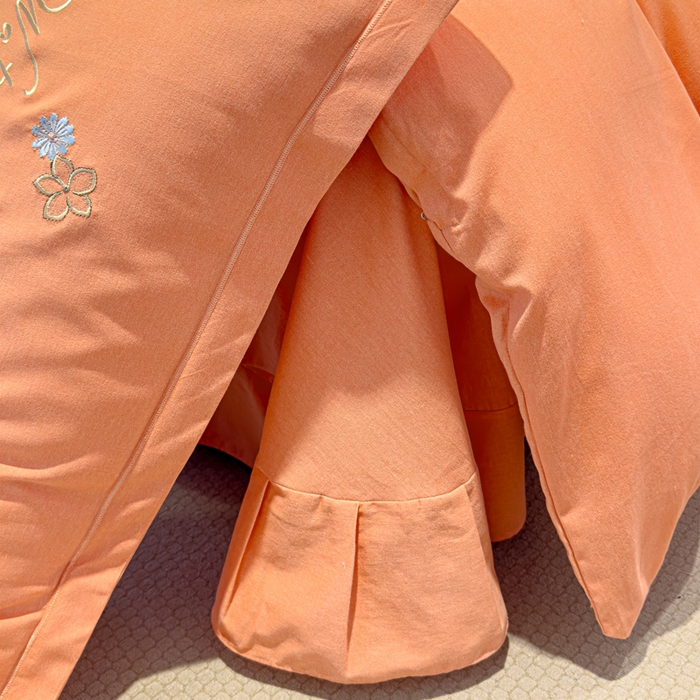 91家纺网 家纺一手货源 找家纺 U品汇 2024新品生态加厚长绒棉纯棉绣花全棉磨毛刺绣四件套直播 迪洛驰-活力桔