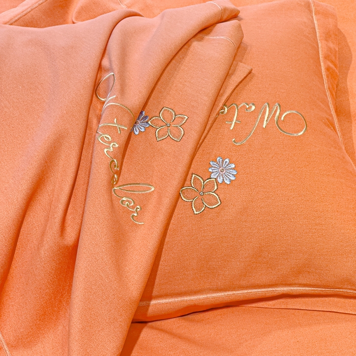 91家纺网 家纺一手货源 找家纺 U品汇 2024新品生态加厚长绒棉纯棉绣花全棉磨毛刺绣四件套直播 迪洛驰-活力桔