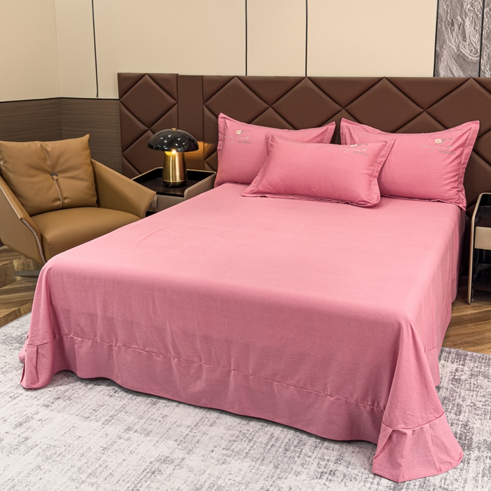 91家纺网 家纺一手货源 找家纺 U品汇 2024新品生态加厚长绒棉纯棉绣花全棉磨毛刺绣四件套直播 百合欢-香妃粉