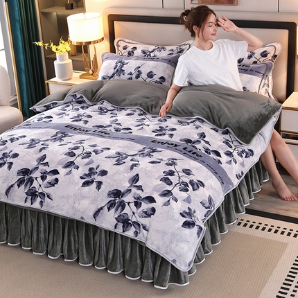 91家纺网 家纺一手货源 找家纺 （总）望淮 2025新款230g印花金貂绒牛奶绒四件套