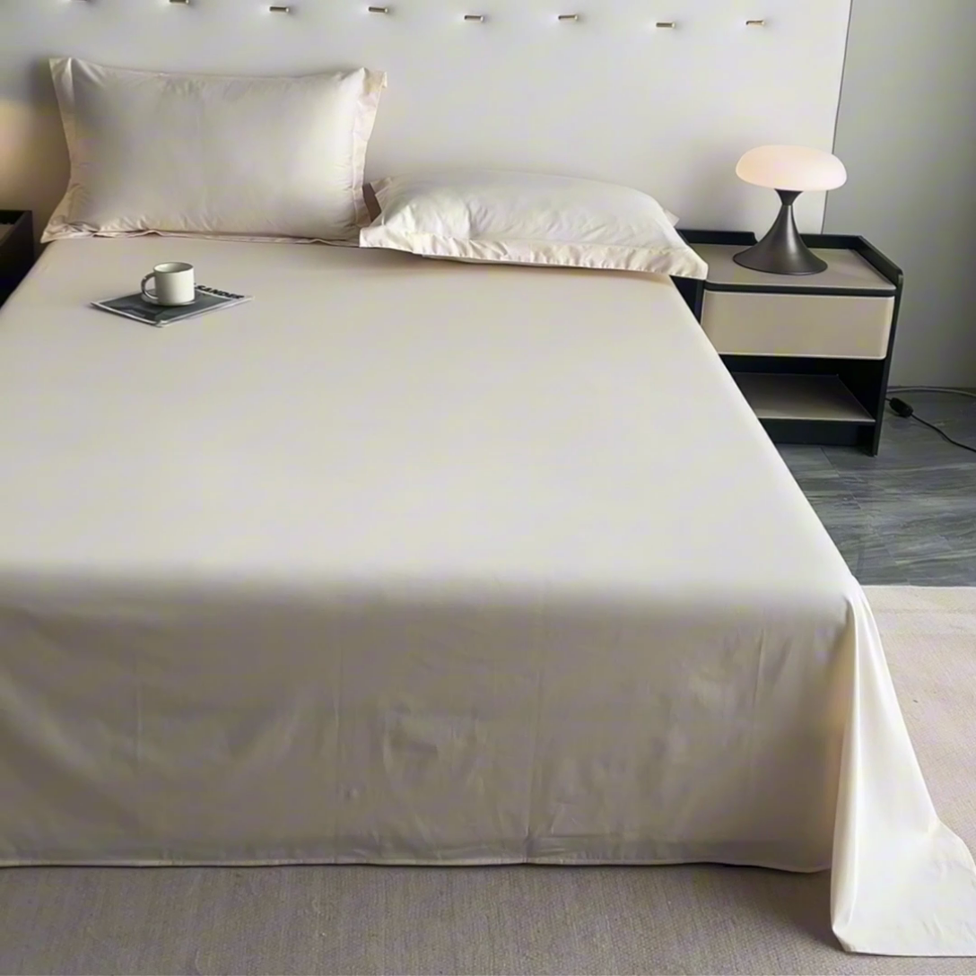 91家纺网 家纺一手货源 找家纺 慕色家纺 2024新款纯色13376全棉床单系列 全棉床单-奶昔白