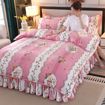 91家纺网 家纺一手货源 找家纺 （总）望淮 2025新款230g印花金貂绒牛奶绒四件套