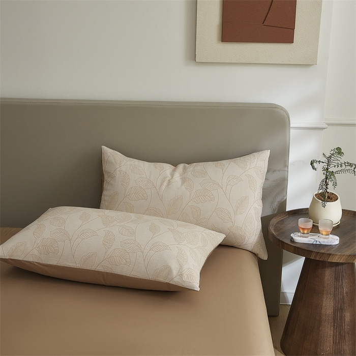 91家纺网 家纺一手货源 找家纺 慕色家纺 2024新款A类全棉色织提花四件套系列 印象风范-奶茶咖