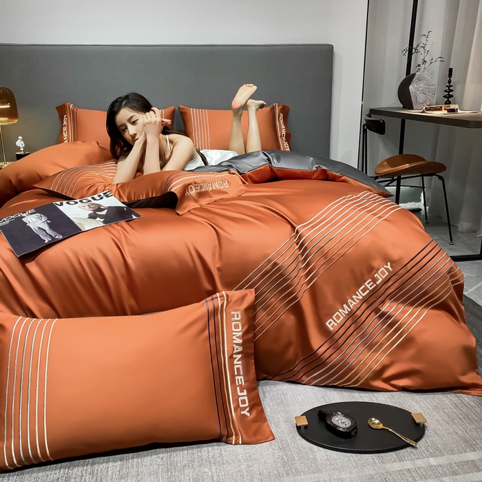 91家纺网 家纺一手货源 找家纺 （总）蓝米卡夫 2024新款A类100支全棉刺绣谱系列四件套（礼盒包装）