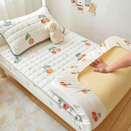 91家纺网 家纺一手货源 找家纺 （总）花言狐语 2025新款水洗棉夹棉加厚床笠（印花系列）-单人床