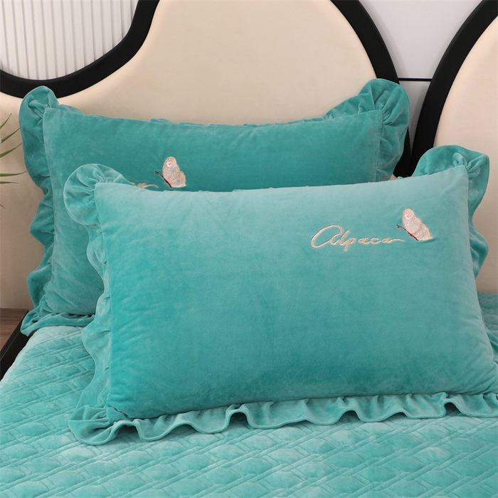 91家纺网 家纺一手货源 找家纺 优姿家纺 2024新品宝宝绒11斤夹棉床盖保暖四件套 小资生活-湖蓝