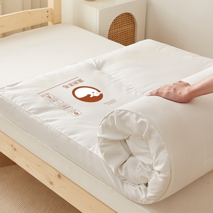 91家纺网 家纺一手货源 找家纺 花言狐语 2025新款单人床澳洲羊毛学生床垫 白色