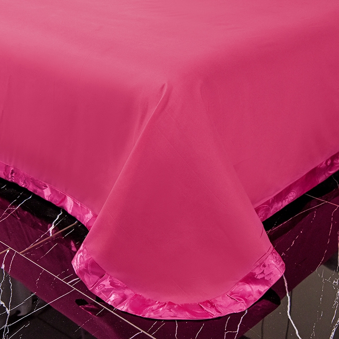 91家纺网 家纺一手货源 找家纺 提花大世界 2025新款布拉诺蕾丝提花莫代尔四件套 花香醉人-玫红