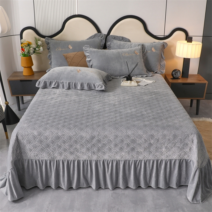 91家纺网 家纺一手货源 找家纺 优姿家纺 2024新品宝宝绒11斤夹棉床盖保暖四件套 小资生活-轻奢灰