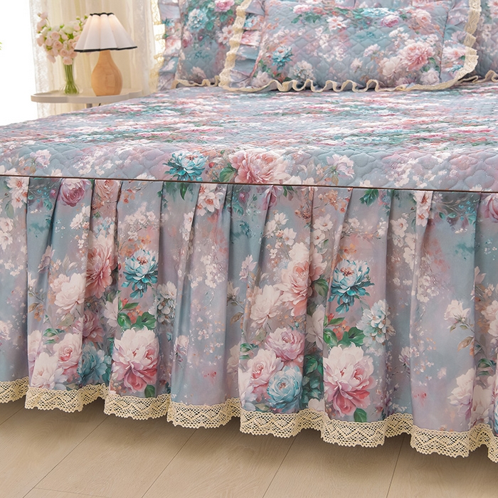 91家纺网 家纺一手货源 找家纺 家之硕家纺 2024秋冬新款鹿锦棉夹棉床裙印花床裙单件 爱丽丝