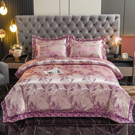 91家纺网 家纺一手货源 找家纺 （总）提花大世界 2025新款布拉诺蕾丝提花莫代尔四件套