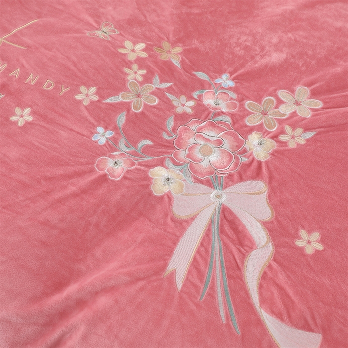 91家纺网 家纺一手货源 找家纺 优姿家纺 2024新品宝宝绒11斤夹棉床盖保暖四件套 今生有约-少女粉