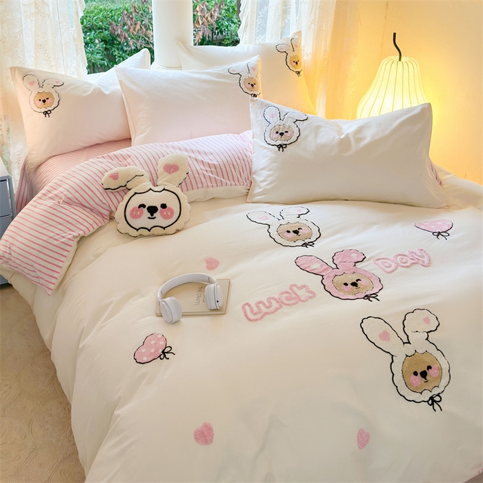 91家纺网 家纺一手货源 找家纺 （总）红番天家居馆 2025新款A类全棉水洗棉毛巾绣四件套-小美洋