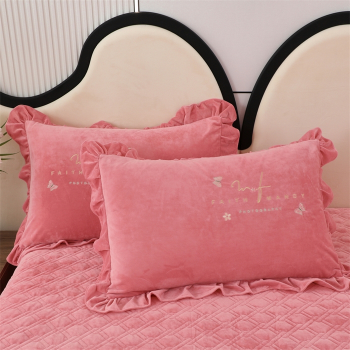 91家纺网 家纺一手货源 找家纺 优姿家纺 2024新品宝宝绒11斤夹棉床盖保暖四件套 今生有约-少女粉