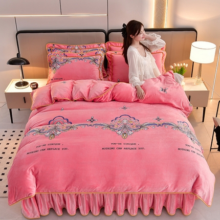 91家纺网 家纺一手货源 找家纺 总-合并 梦之星 2025新款8.5斤高克重印花+纯色牛奶绒金貂绒四件套