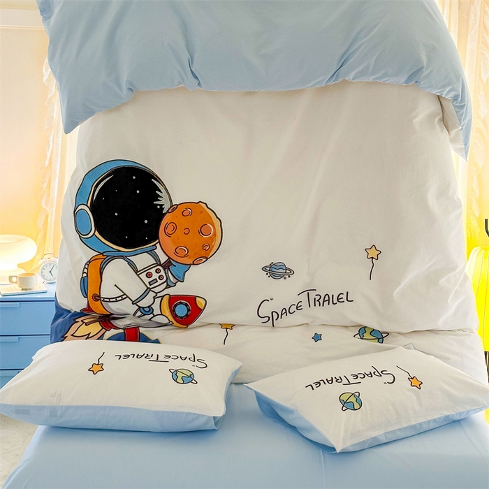 91家纺网 家纺一手货源 找家纺 （总）红番天家居馆 2025新款A类全棉水洗棉贴布绣四件套-太空行