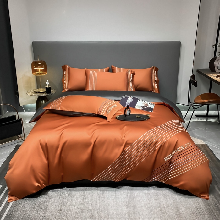 91家纺网 家纺一手货源 找家纺 （总）蓝米卡夫 2024新款A类100支全棉刺绣谱系列四件套（礼盒包装）