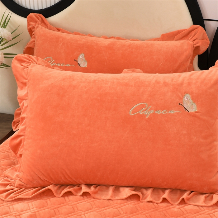 91家纺网 家纺一手货源 找家纺 优姿家纺 2024新品宝宝绒11斤夹棉床盖保暖四件套 小资生活-橙色