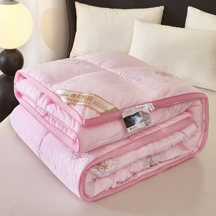 91家纺网 家纺一手货源 找家纺 风蝴蝶2025新款立体网边羽丝绒被春秋被加厚保暖冬被被芯被子 立体-典雅粉