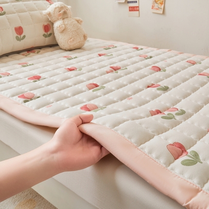 91家纺网 家纺一手货源 找家纺 （总）花言狐语 2025新款水洗棉加厚夹棉防滑床褥子（印花系列）-学生单人床